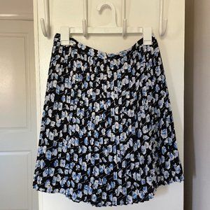 J. Crew Blue Floral Pleated Skirt, Size 14